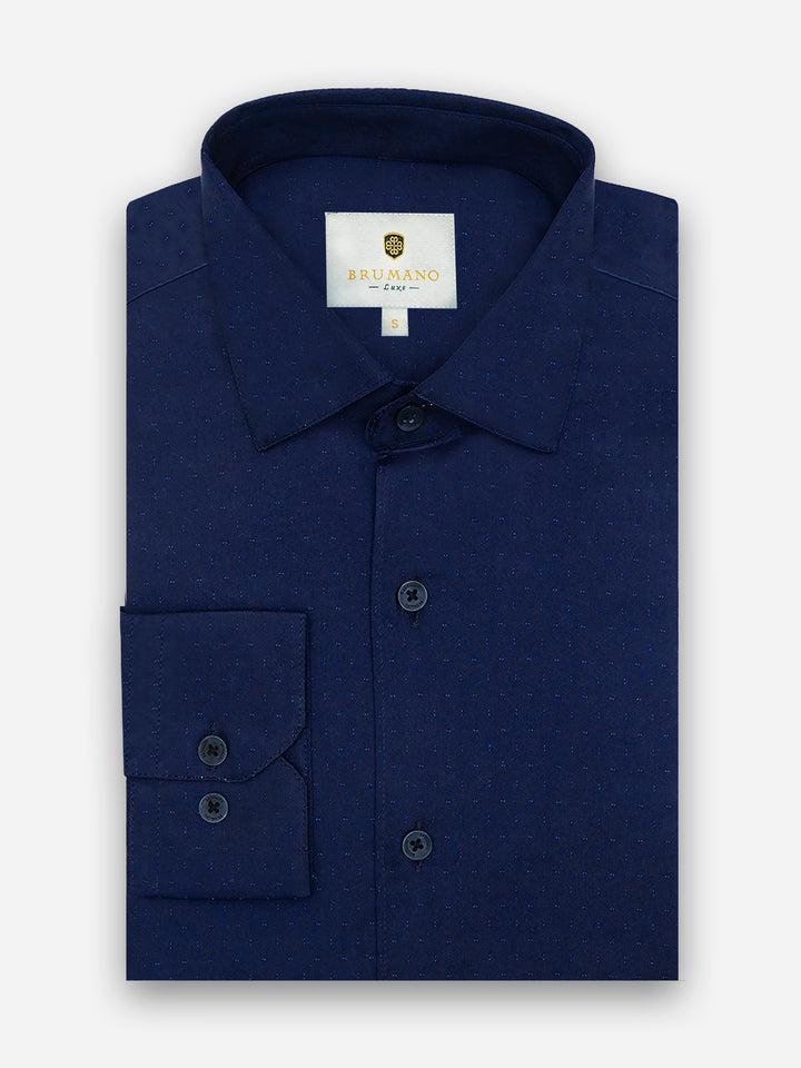 Navy Blue Dobby Structured Shirt - Luxe