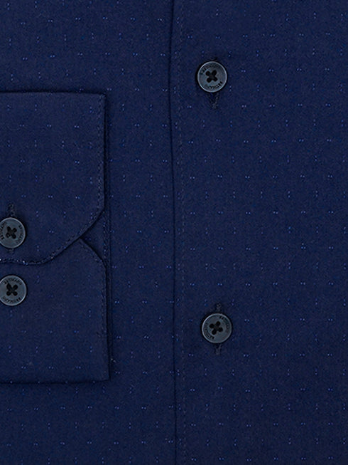 Navy Blue Dobby Structured Shirt - Luxe