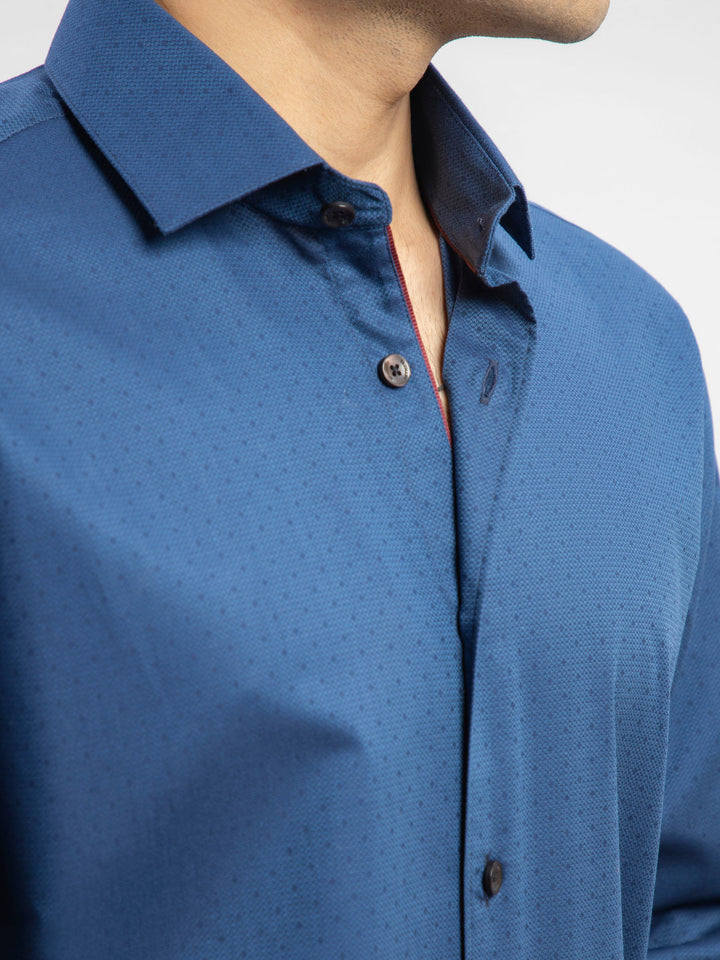Navy Blue Dot Structured Formal Shirt Brumano Pakistan