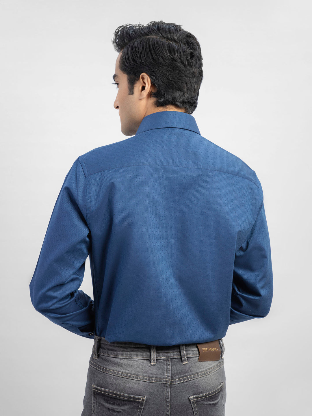 Navy Blue Dot Structured Formal Shirt Brumano Pakistan