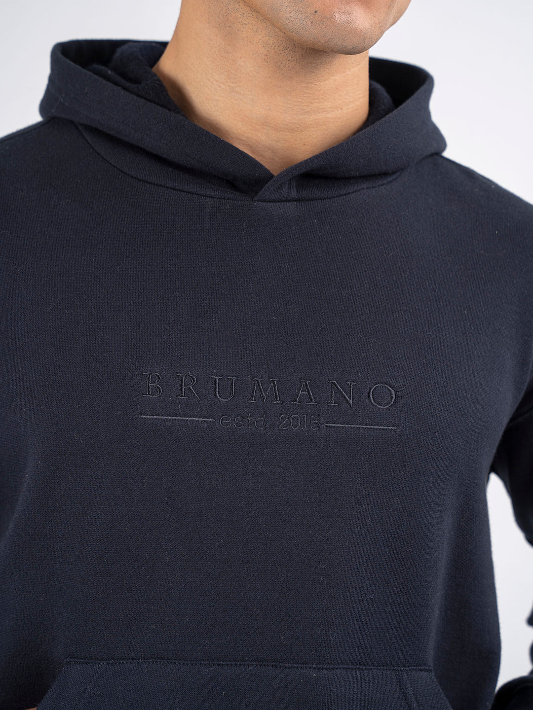 Navy Blue Embroidered Relaxed Fit Hoodie