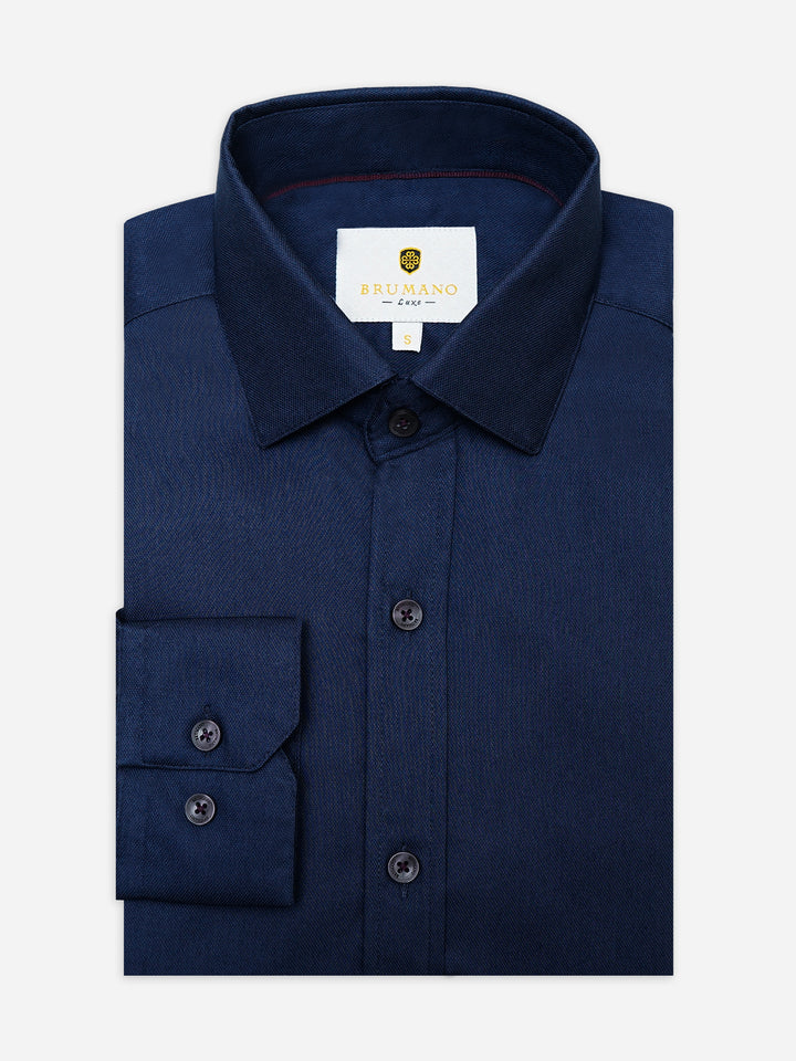 Navy Blue Fine Twill Formal Shirt - Luxe