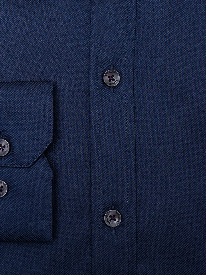 Navy Blue Fine Twill Formal Shirt - Luxe