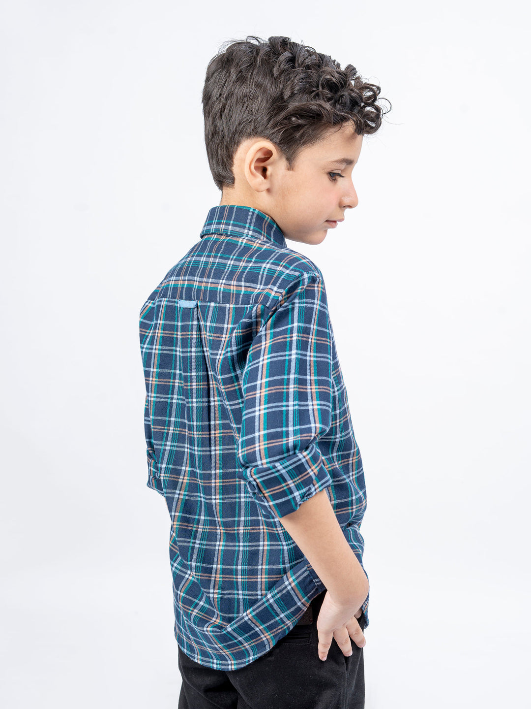 Navy Blue Flannel Checkered Casual Shirt