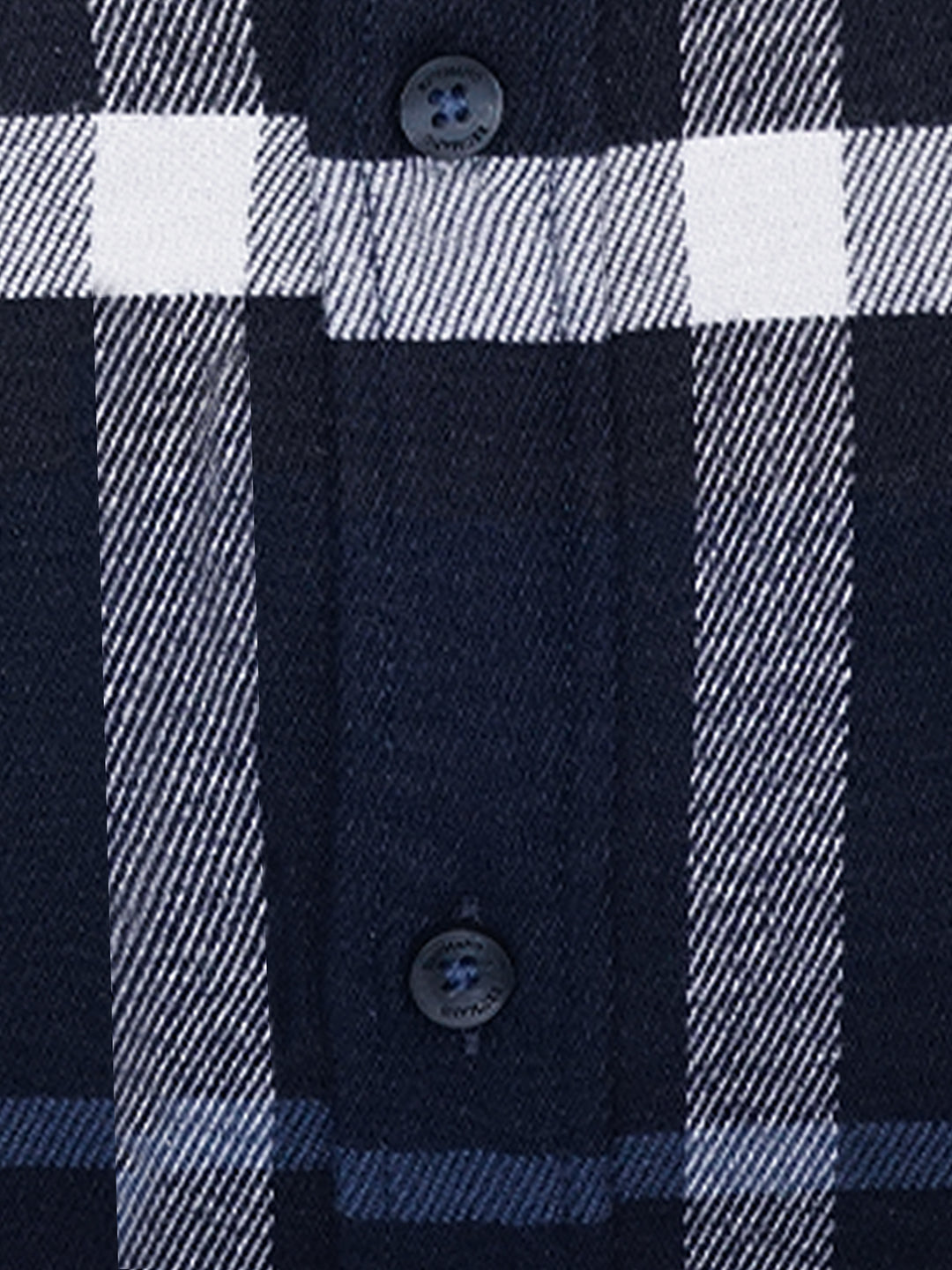Navy Blue Flannel Gingham Checkered Shirt