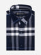 Navy Blue Flannel Gingham Checkered Shirt