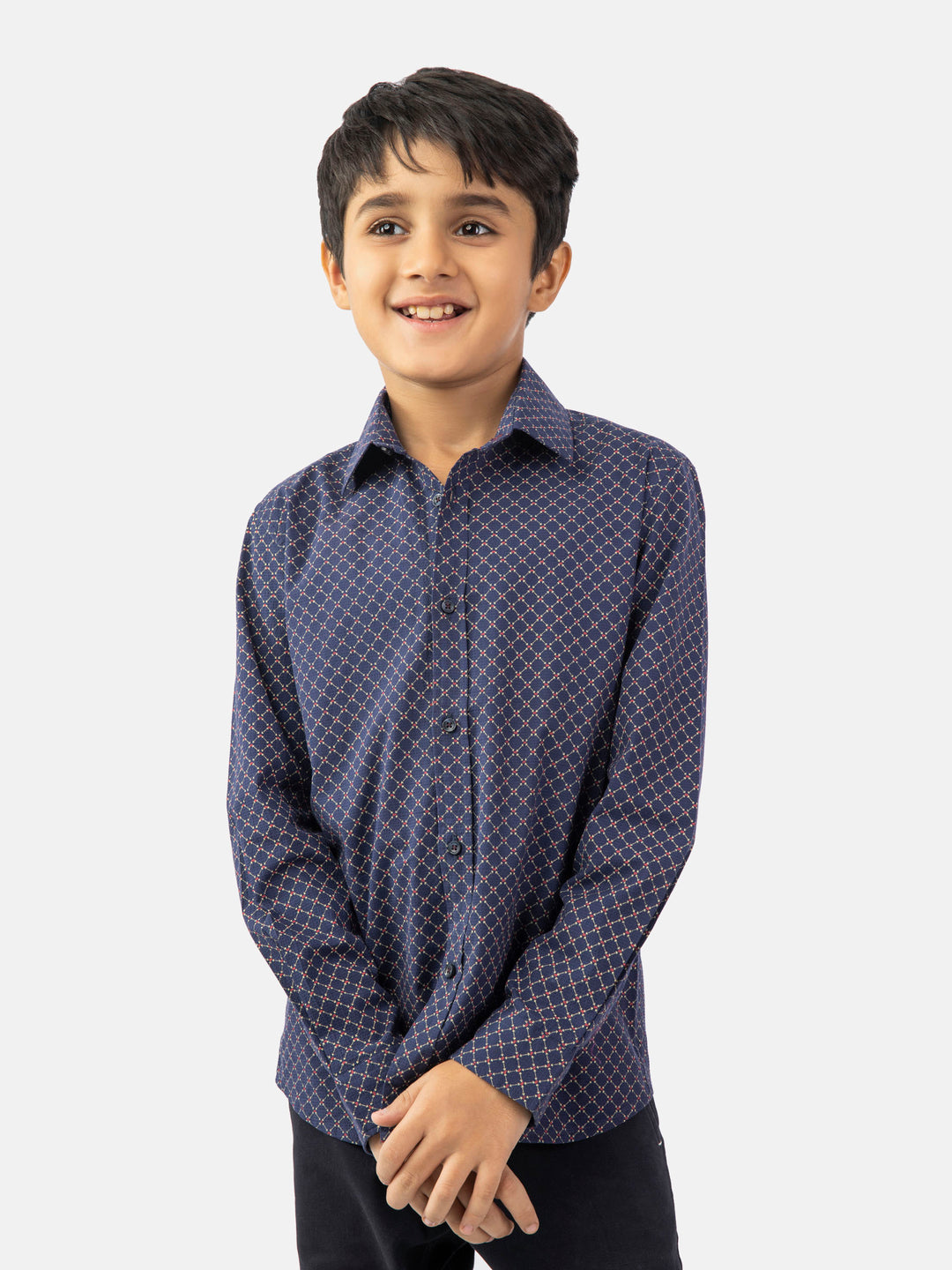 Navy blue geo printed long sleeve casual shirt brumano pakistan