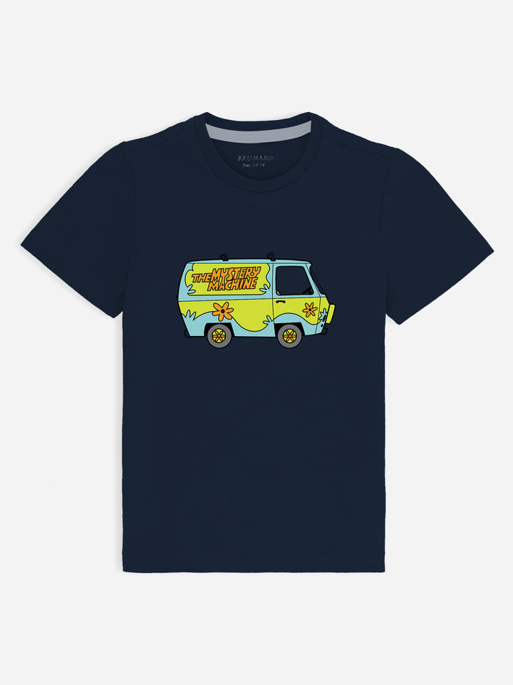 Navy Blue Graphic Printed 'Mystery Machine' Casual Tee Brumano Pakistan