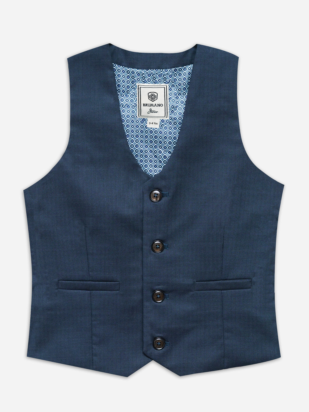 Navy Blue Herringbone Vest With Bow - Junior