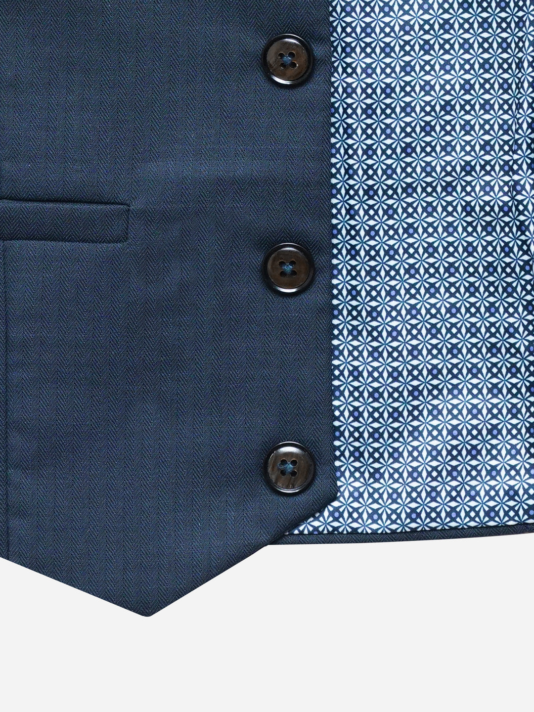 Navy Blue Herringbone Vest With Bow - Junior