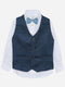 Navy Blue Herringbone Vest With Bow - Junior