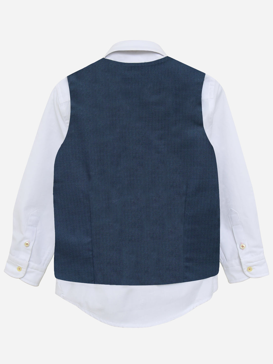Navy Blue Herringbone Vest With Bow - Junior