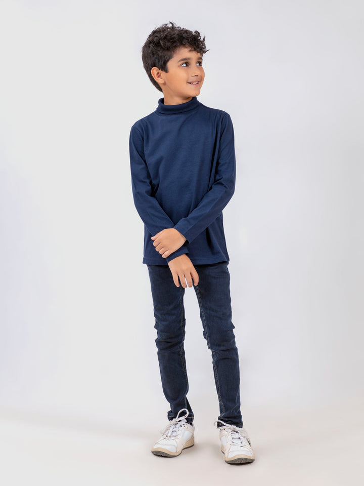 Navy Blue High Neck With Long Sleeves - Unisex Brumano Pakistan