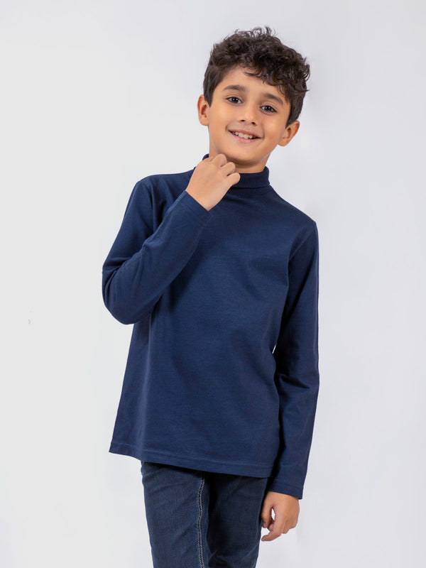 Navy Blue High Neck With Long Sleeves - Unisex Brumano Pakistan