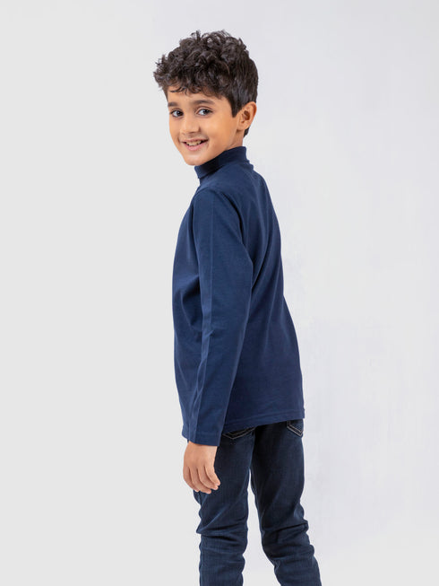 Navy Blue High Neck With Long Sleeves - Unisex Brumano Pakistan