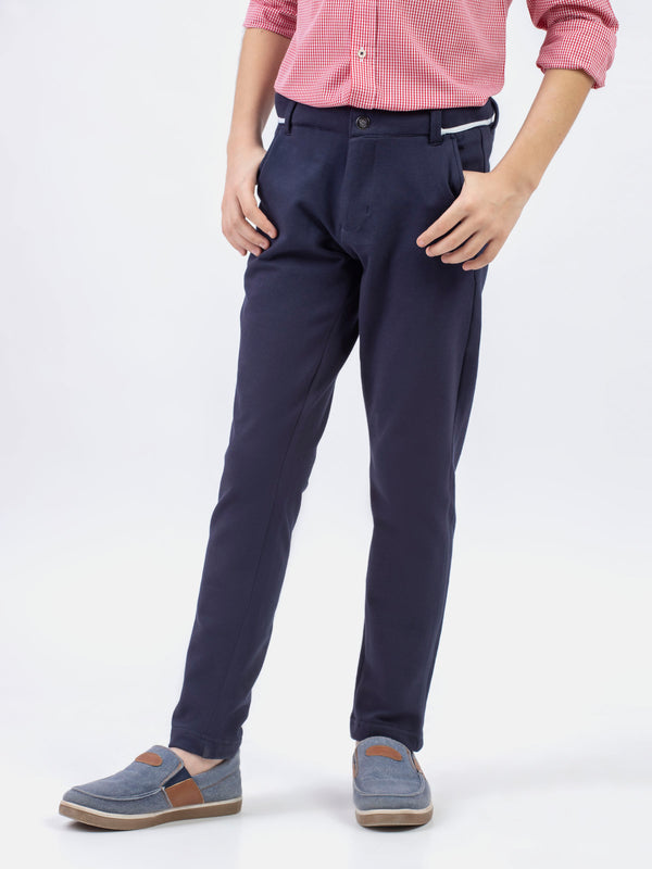 Navy Blue Knitted Trouser With Detailing Brumano Pakistan