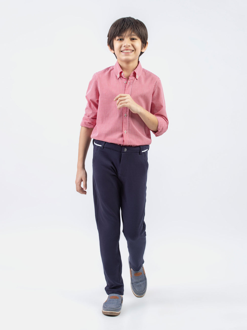 Navy blue knitted trouser with detailing brumano pakistan