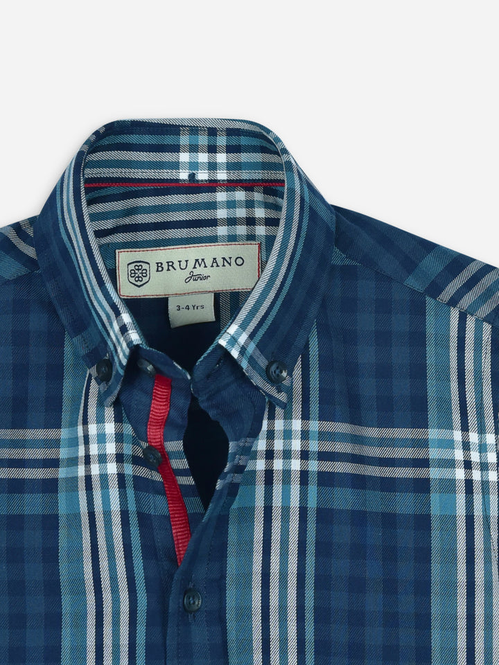Navy Blue Large Checkered Casual Shirt Brumano Pakistan