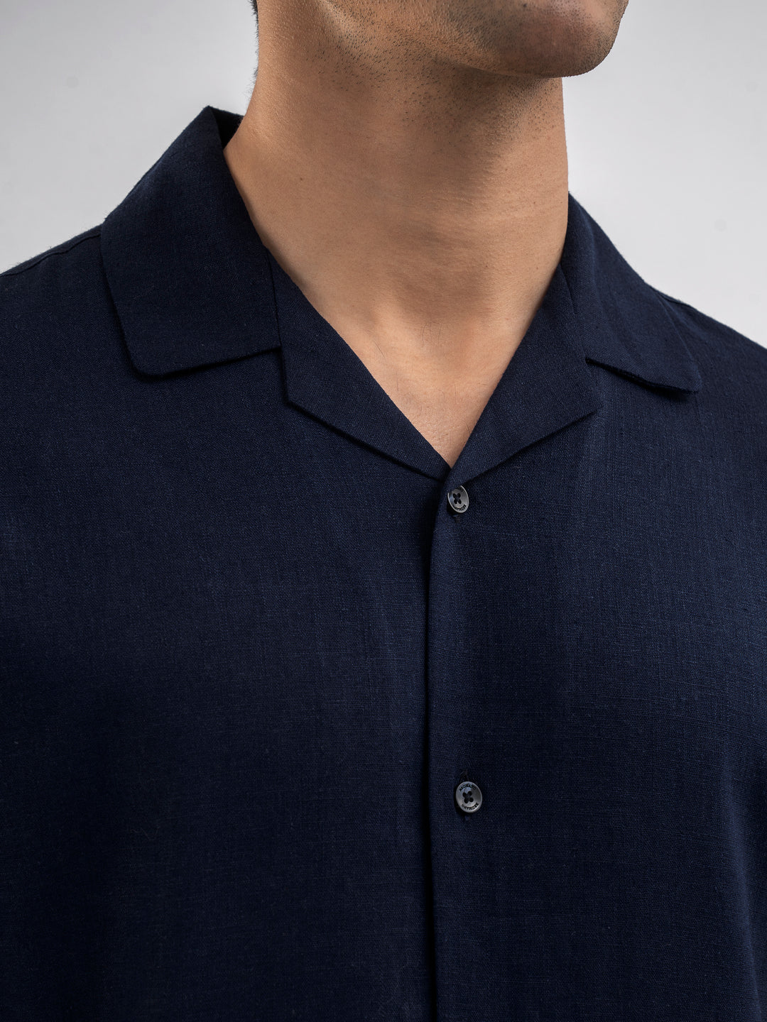 Navy Blue Light Weight Cuban Collar Shirt