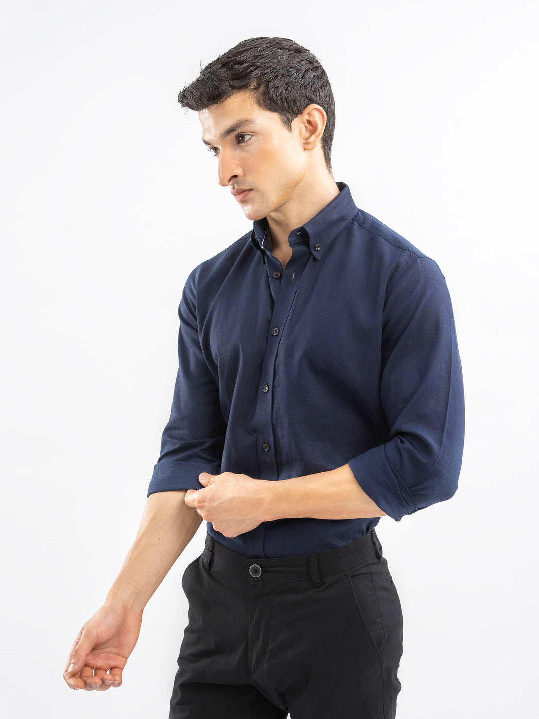 Navybluelinenbuttondownshirtbrumanopakistan