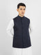 Navy Blue Linen Waistcoat With Metal Buttons