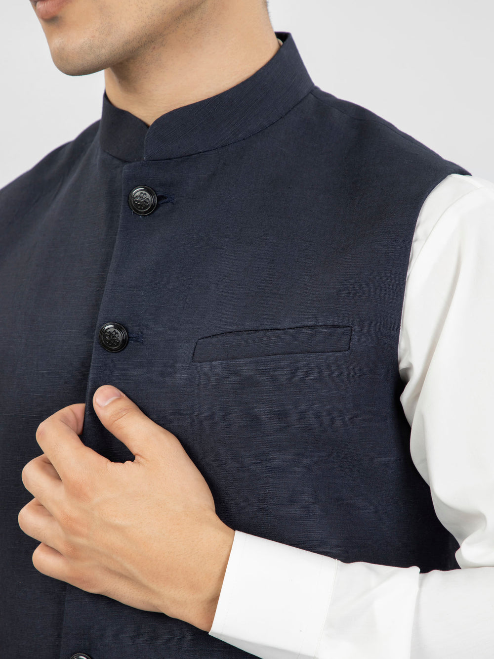 Navybluelinenwaistcoatwithmetalbuttonsbrumanopakistan3