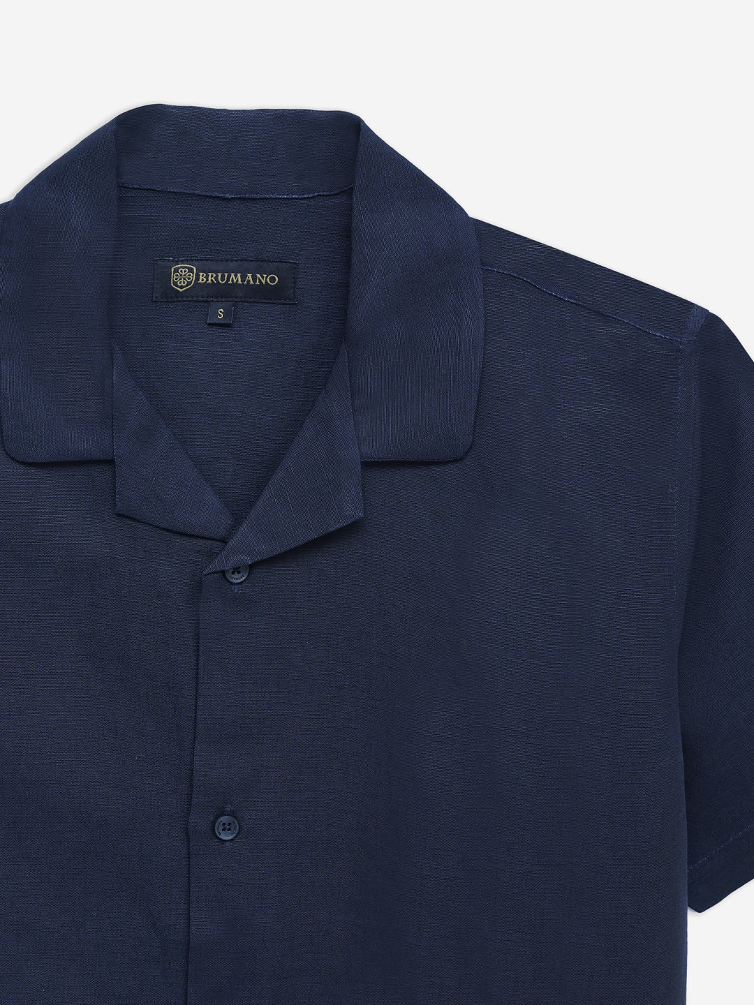 Navy Blue Linen & Viscose Blended Cuban Collar Shirt