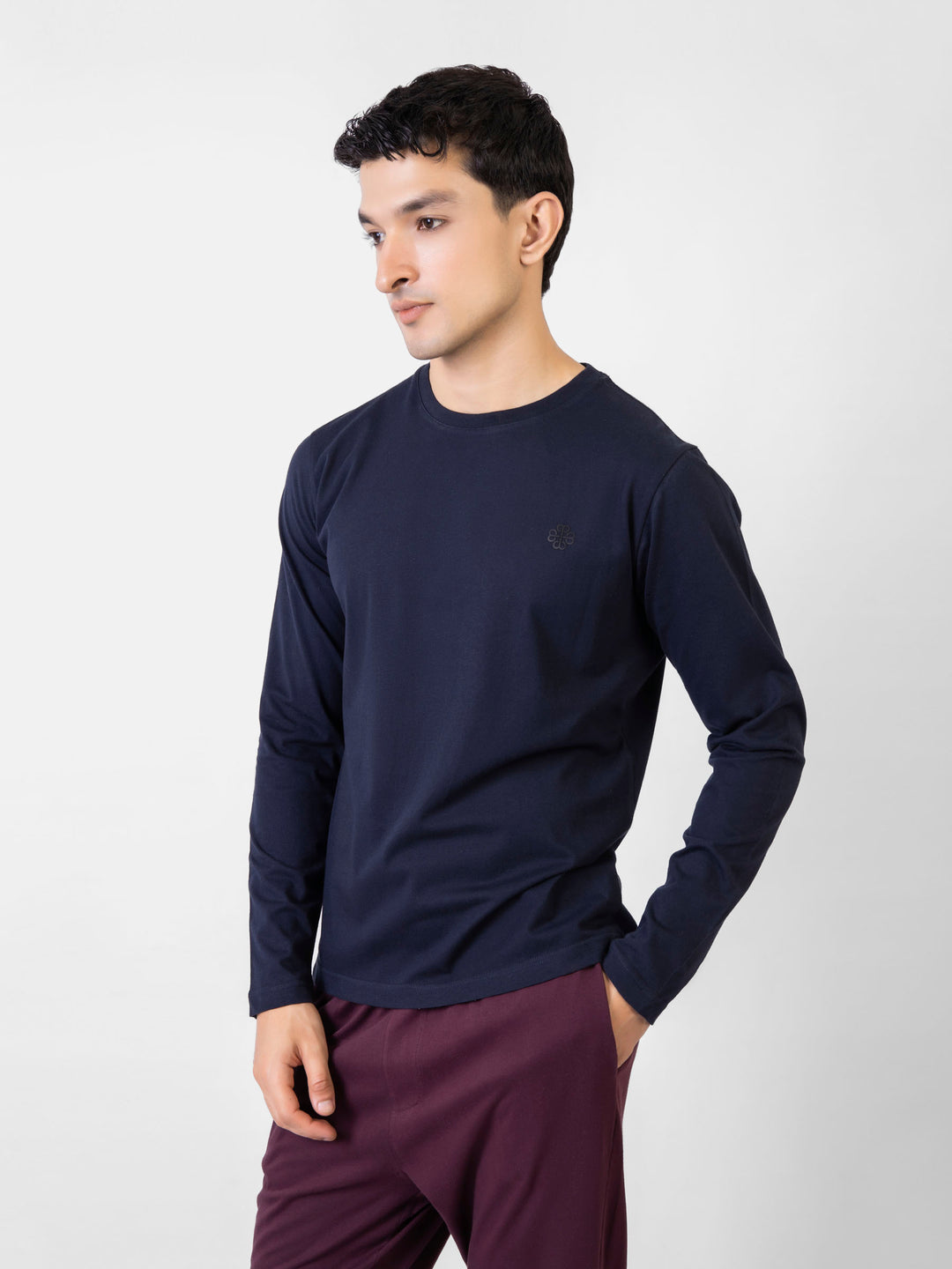 Navy blue long sleeve crew neck t shirt brumano pakistan