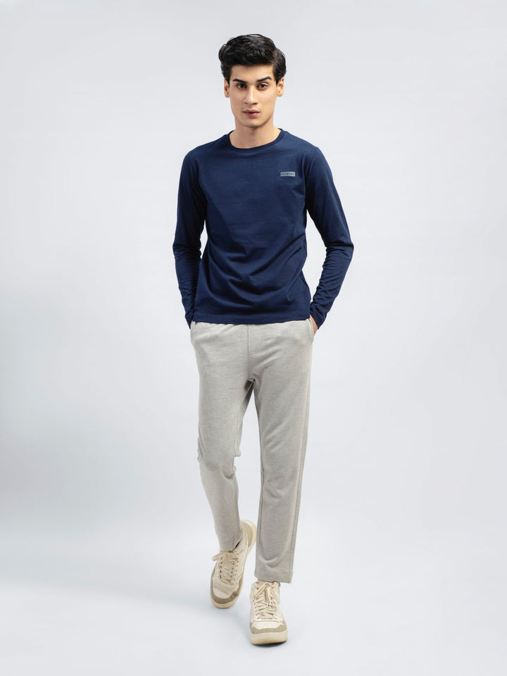 Navy Blue Long Sleeve Crew Neck T-Shirt