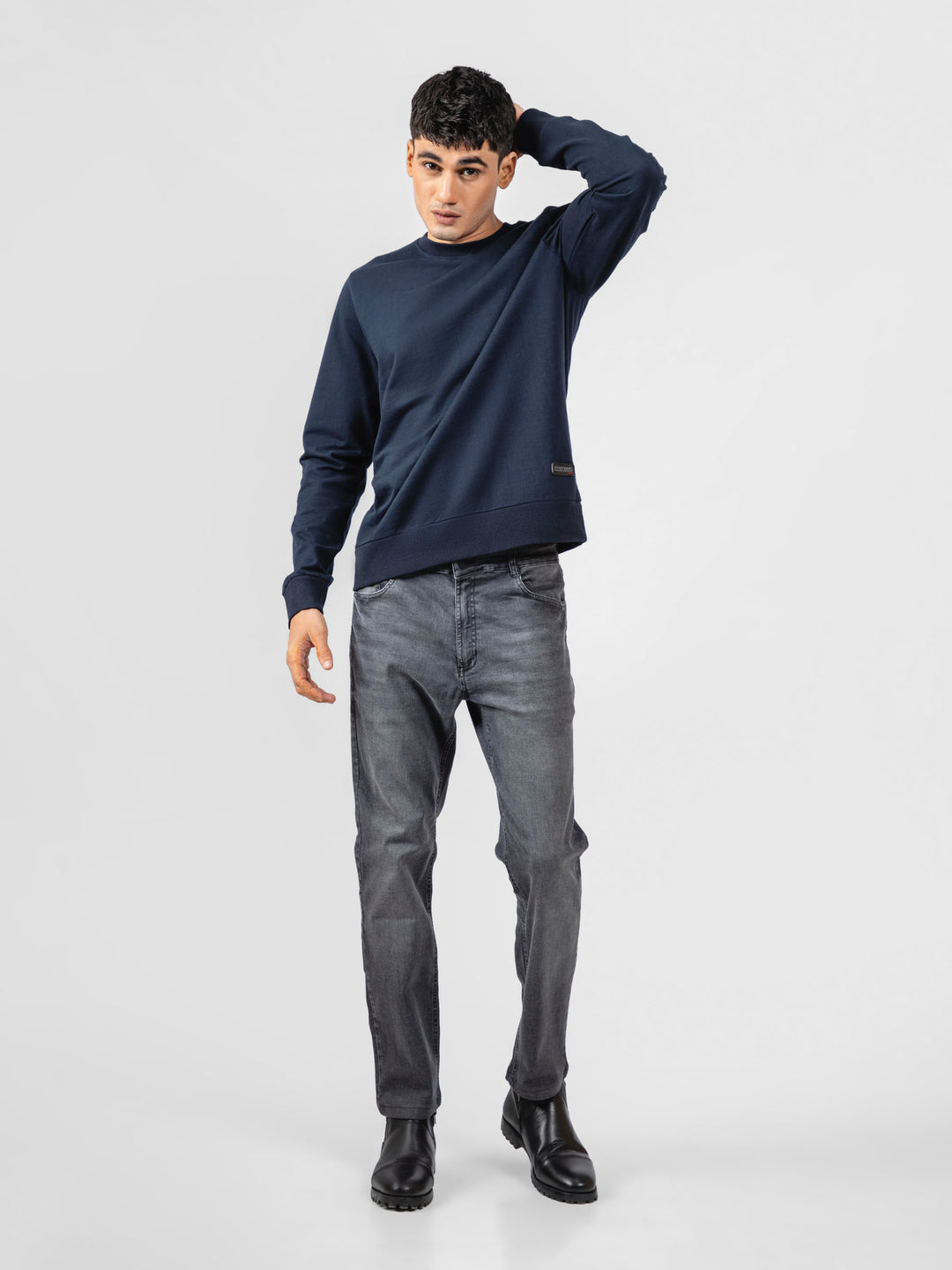 Navy Blue Long Sleeve Crewneck Sweatshirt Brumano Pakistan