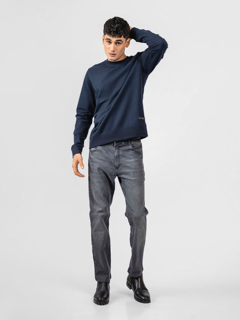 Navy Blue Long Sleeve Crewneck Sweatshirt Brumano Pakistan