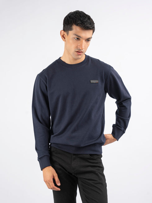 Navy Blue Long Sleeve Crew neck Sweatshirt