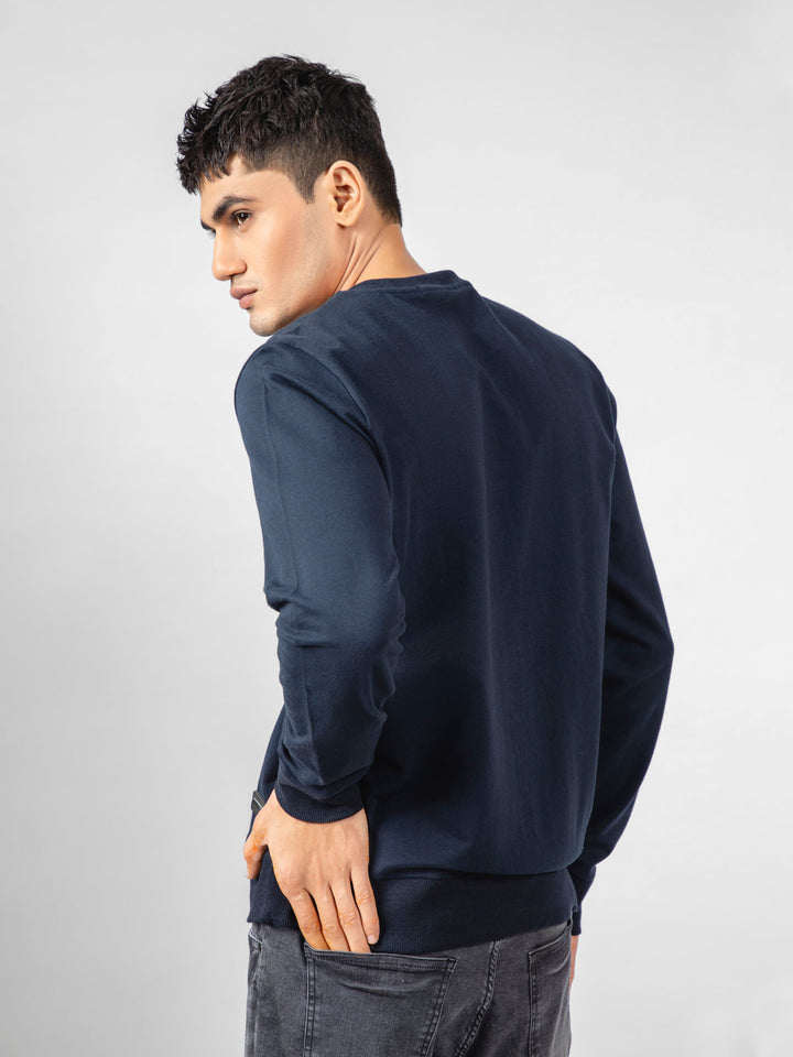 Navy Blue Long Sleeve Crewneck Sweatshirt Brumano Pakistan