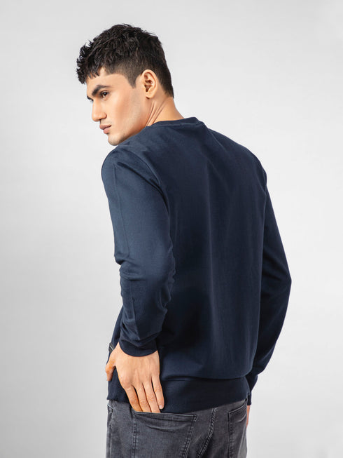 Navy Blue Long Sleeve Crewneck Sweatshirt Brumano Pakistan