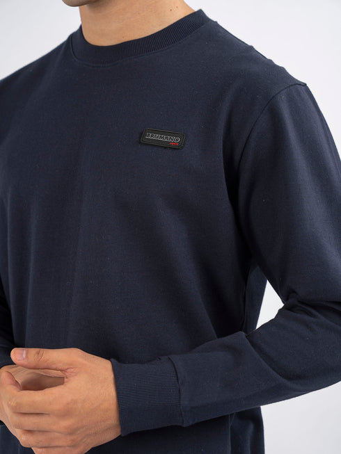 Navy Blue Long Sleeve Crew neck Sweatshirt