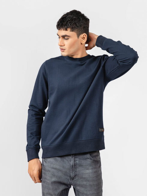 Navy Blue Long Sleeve Crewneck Sweatshirt Brumano Pakistan