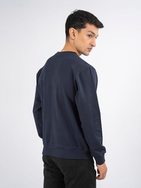 Navy Blue Long Sleeve Crew neck Sweatshirt