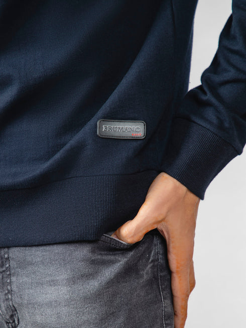 Navy Blue Long Sleeve Crewneck Sweatshirt Brumano Pakistan