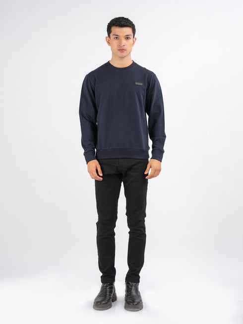 Navy Blue Long Sleeve Crew neck Sweatshirt