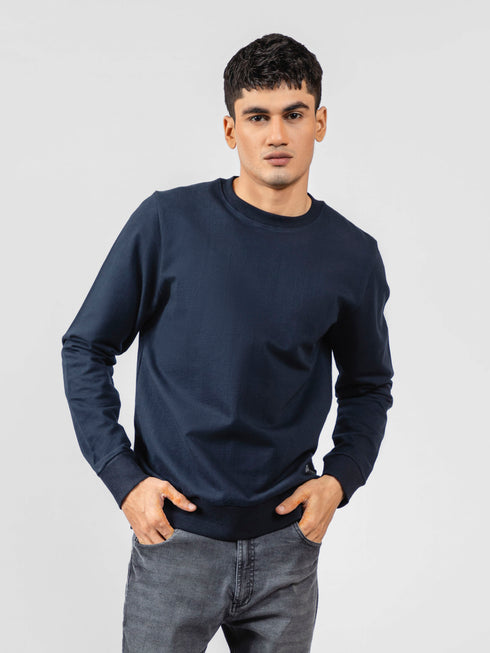 Navy Blue Long Sleeve Crewneck Sweatshirt Brumano Pakistan