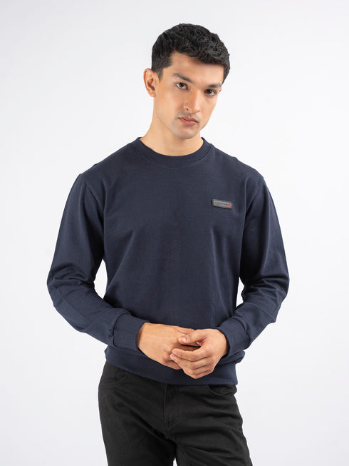 Navy Blue Long Sleeve Crew neck Sweatshirt