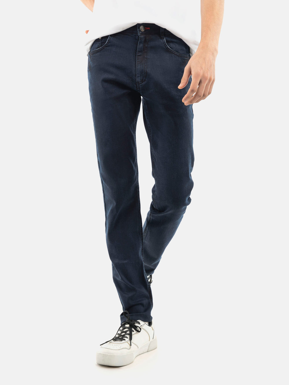 Navy blue micro modal slim fit denim jeans brumano pakistan