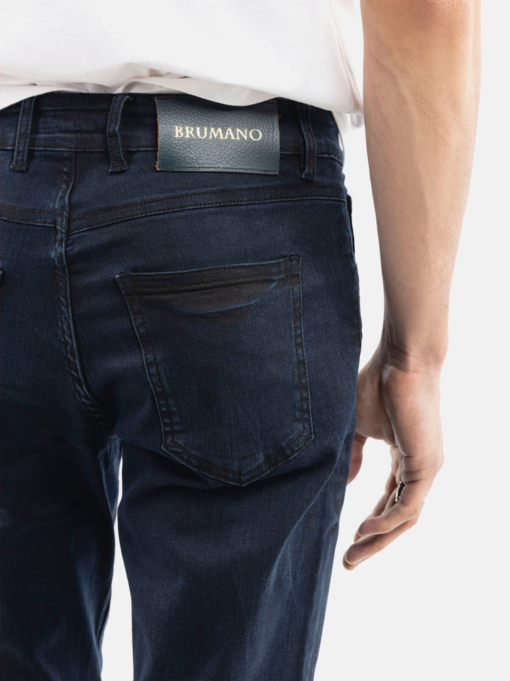 Navy Blue Micro Modal Slim Fit Denim Jeans Brumano Pakistan