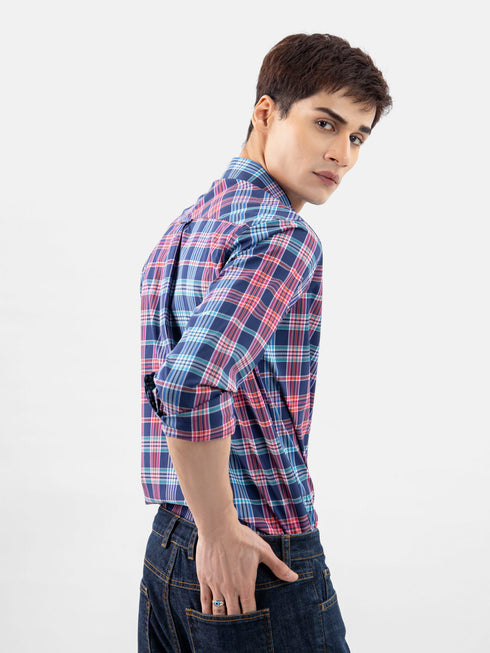 Navy Blue Multicolor Checkered Shirt Brumano Pakistan