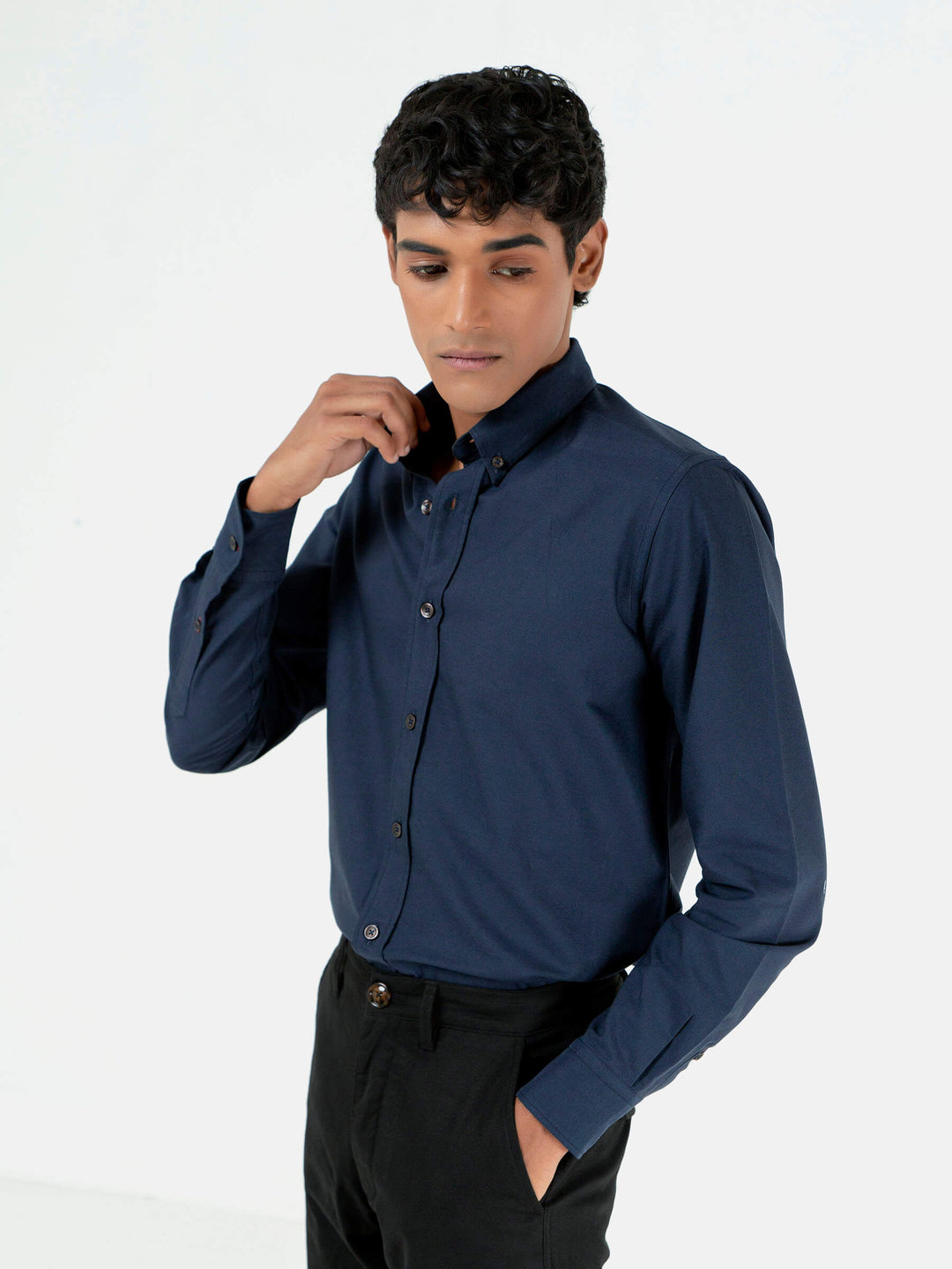 Navy Blue Oxford Button Down Shirt Brumano Pakistan