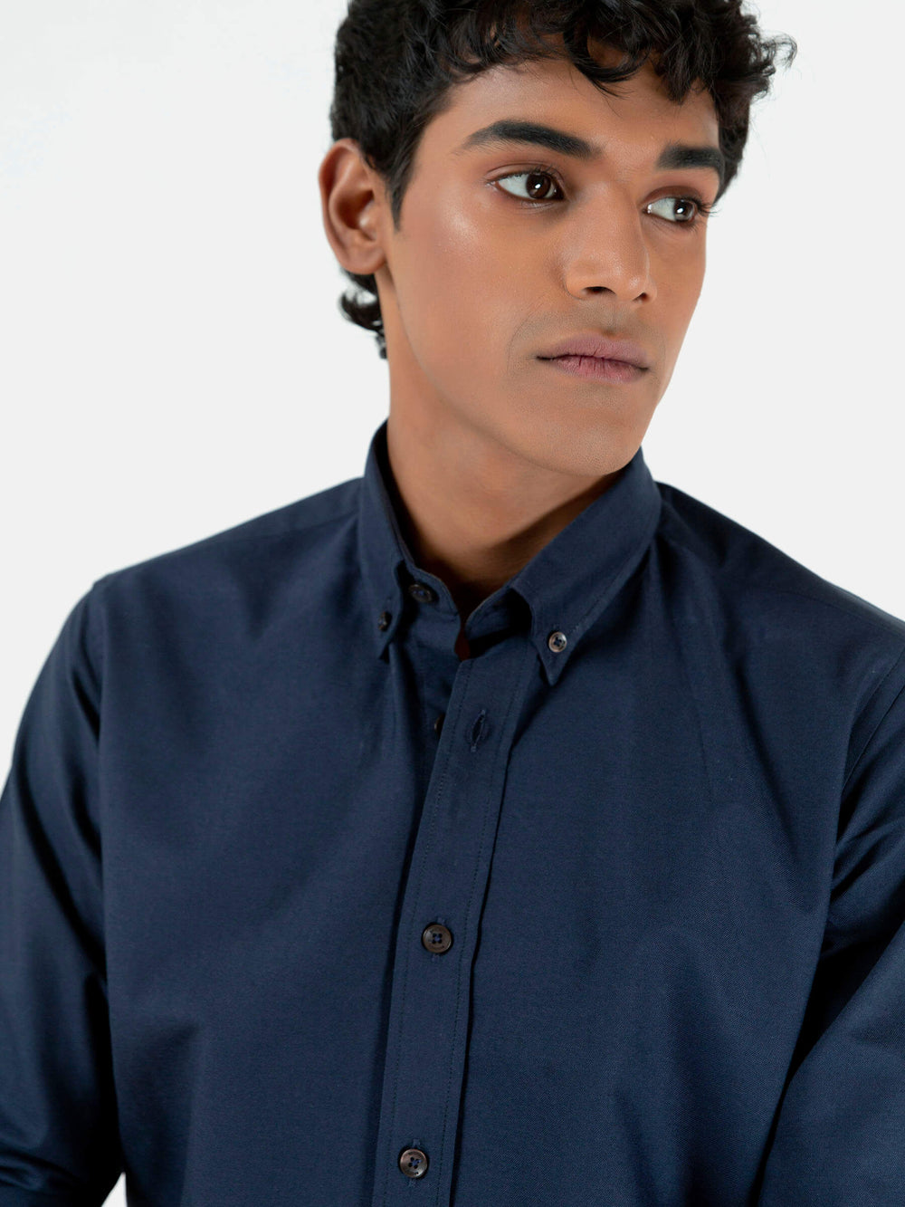 Navy Blue Oxford Button Down Shirt