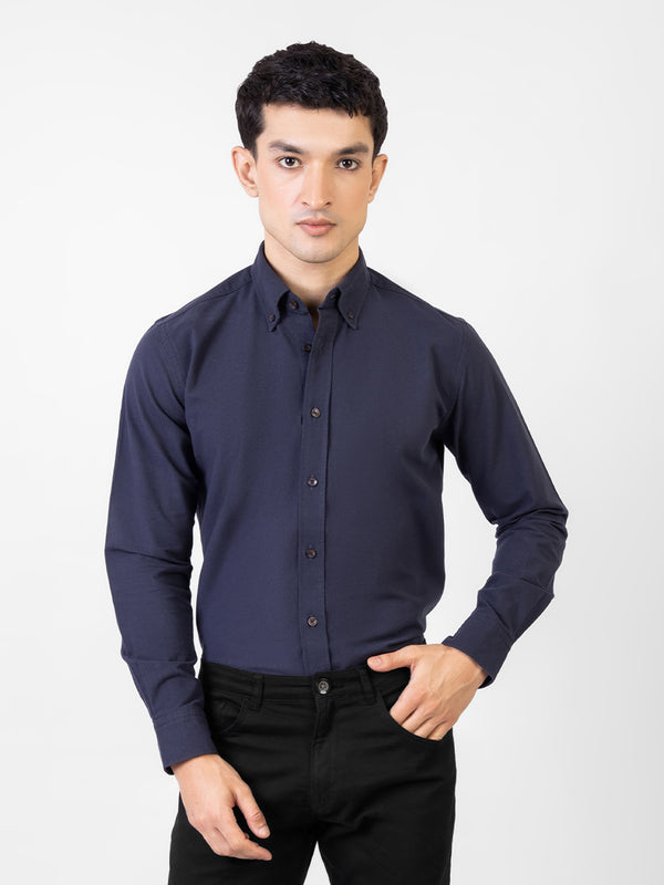 Navy Blue Oxford Button Down Shirt