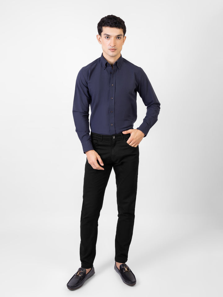 Navy Blue Oxford Button Down Shirt