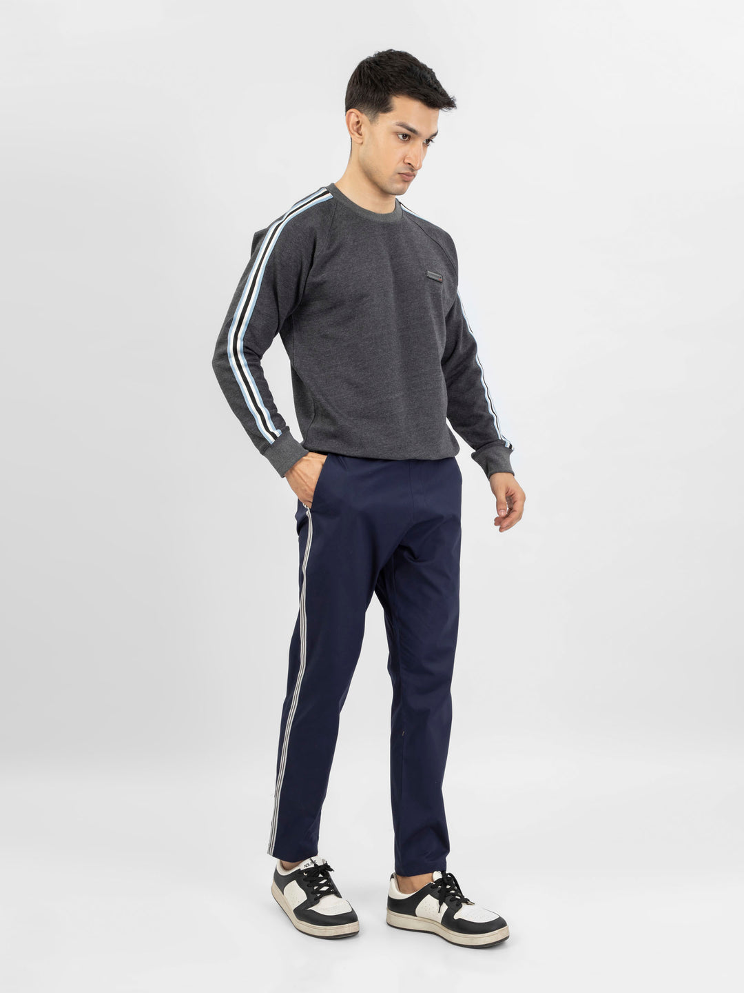 Navy Blue Pajama With Contrasting Detailing detail view — Brumano Pakistan