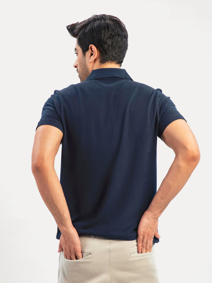Navy Blue Polo With Sporty Brown Collar Brumano Pakistan